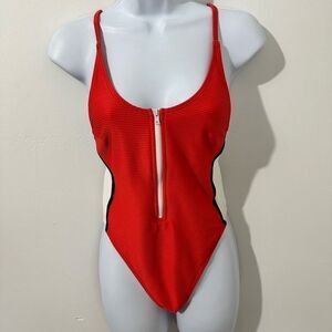 Twiin extended scoop, one piece,size S red/white A701 swimsuit